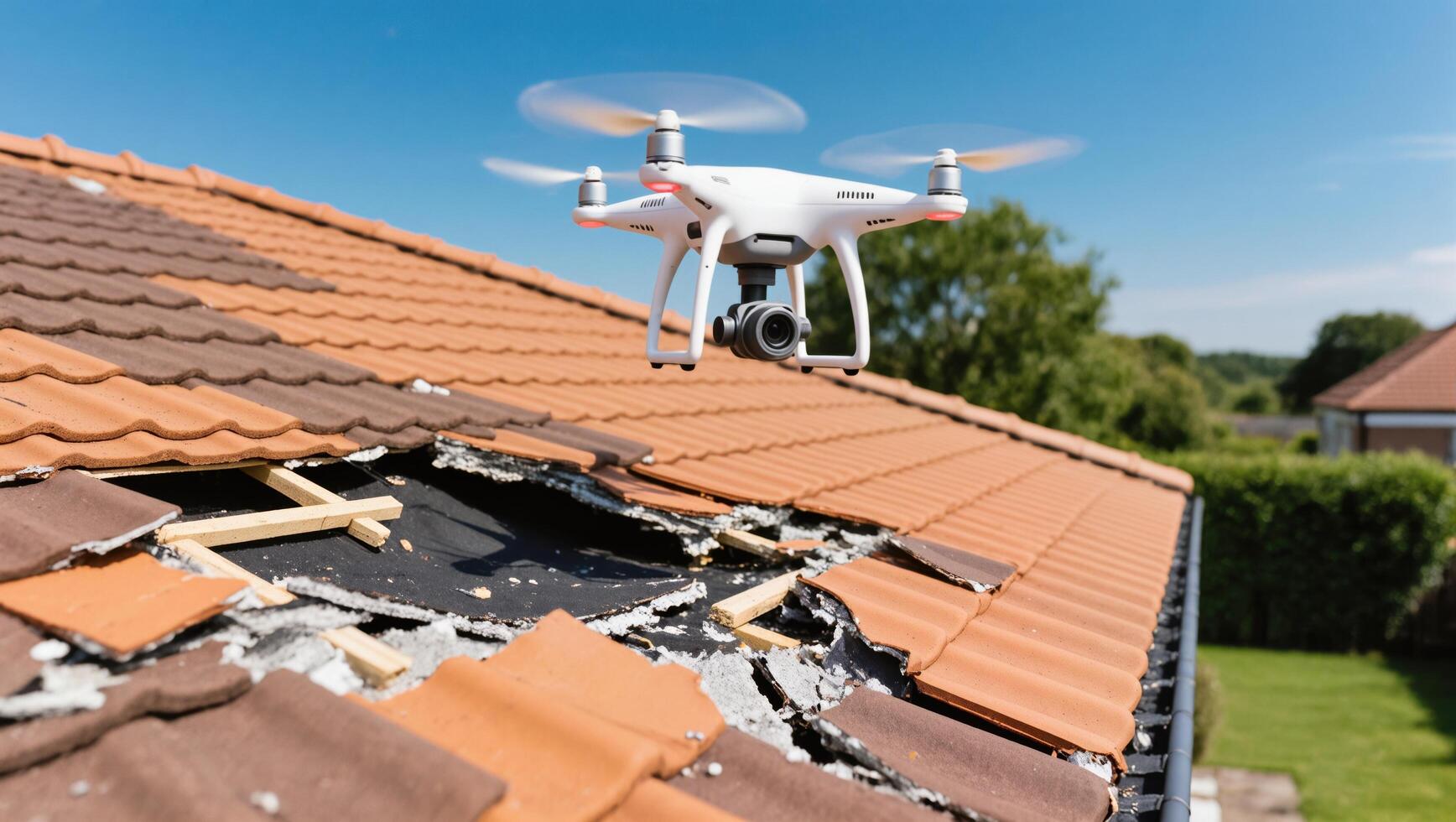 Drone surveying roof damage
