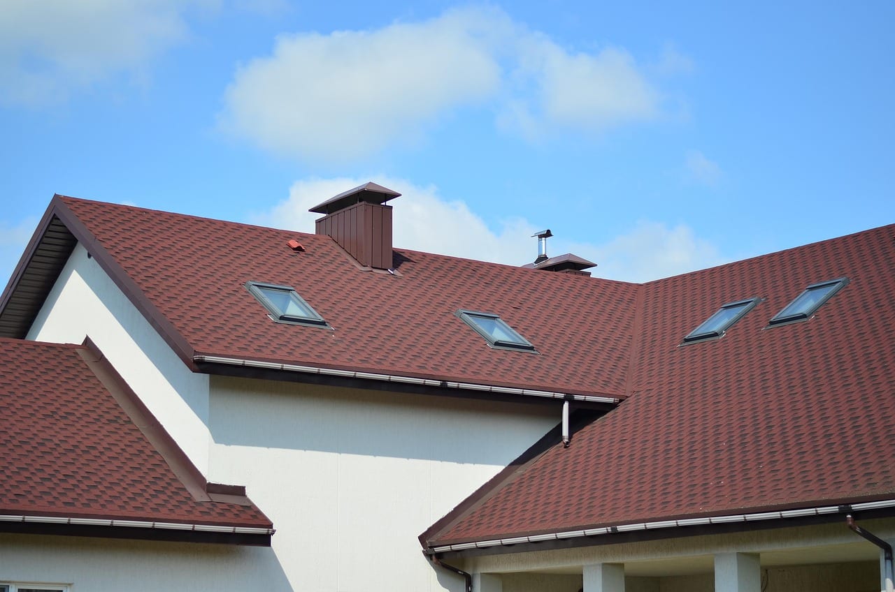 Close-up of a pitched tiled roof